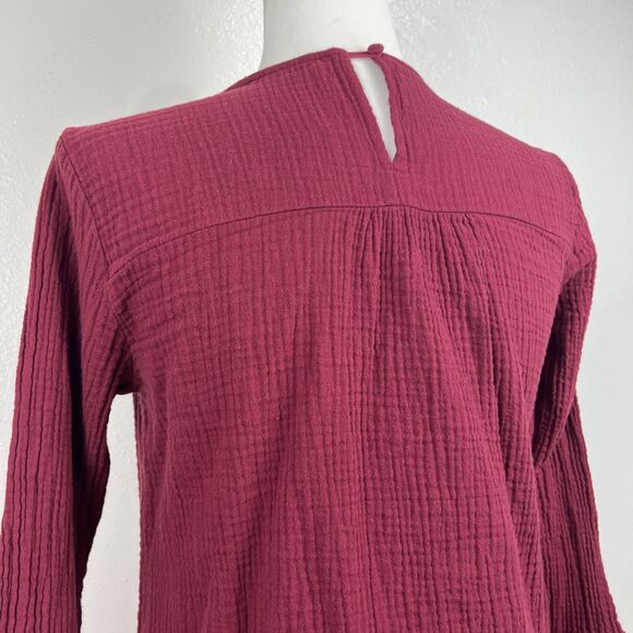 Andree by Unit Boho Blouse Women Small Maroon Floral Embroidered Long Sleeve Top - Picture 13 of 14